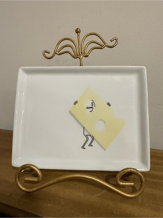 CB2 Other - CB2 Oliver appetizer snack plate featuring a whimsical stick figure design